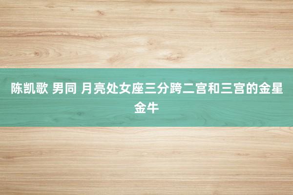 陈凯歌 男同 月亮处女座三分跨二宫和三宫的金星金牛