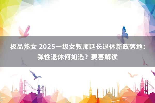 极品熟女 2025一级女教师延长退休新政落地：弹性退休何如选？要害解读