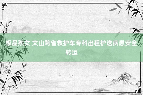 极品熟女 文山跨省救护车专科出租护送病患安全转运